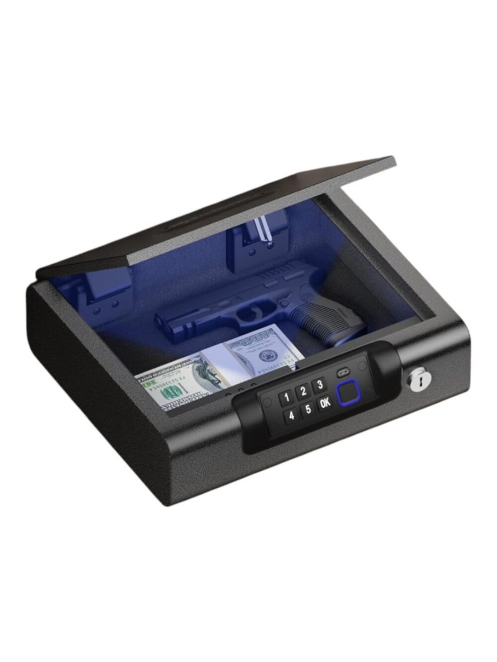 Biometric Gun Safe Handgun Pistol Lock Box Smart Digital Keypad Portable